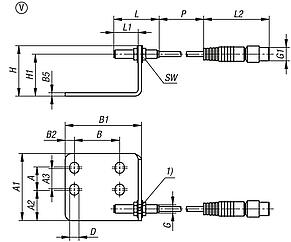 Sensores de estado de acero inoxidable con soporte, forma V, para dispositivos de sujeción rápida verticales
