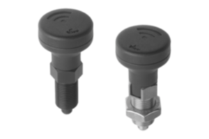 Pinos de retenção de aço ou aço inoxidável com sensor de monitoramento de condição e manípulo de cabeça cogumelo plástico