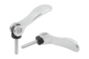 Cam levers, steel, adjustable with external thread, plastic thrust washer and steel stud - inch