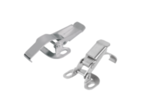 Latches, steel or stainless steel, with spring clip for up to 1300N, fastening holes on the side Latches, steel or stainless steel, with spring clip for up to 1300N, fastening holes on the side