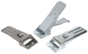 Latches, steel or stainless steel, with adjustable metal plate hook for up to 4000N, fastening holes visible, long version Latches, steel or stainless steel, with adjustable metal plate hook for up to 4000N, fastening holes visible, long version