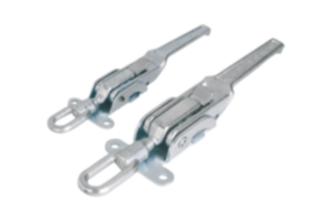 Latches, steel, with adjustable draw bail for up to 30500N, fastening holes on the side, heavy-duty version Latches, steel, with adjustable draw bail for up to 30500N, fastening holes on the side, heavy-duty version