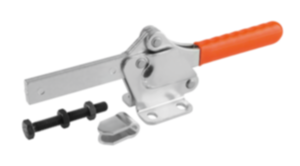 Toggle clamps horizontal with flat foot and full holding arm