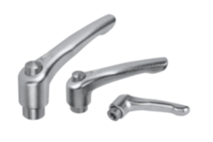 Clamping levers, stainless steel with internal thread and protective cap, threaded insert stainless steel - inch
