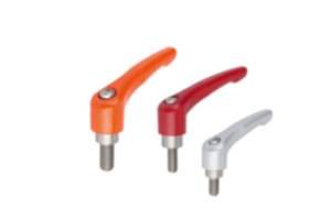 Clamping levers, die-cast zinc with external thread, threaded insert stainless steel - inch