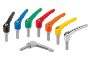 Clamping levers, die-cast zinc with external thread, threaded insert stainless steel - inch