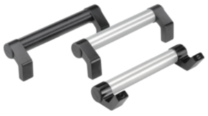 Puxadores tubulares de alumínio com cantos de fixação angulares de alumínio inclinados