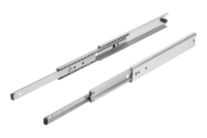 Stainless steel telescopic slides for side mounting, over-extension, load capacity up to 90 kg