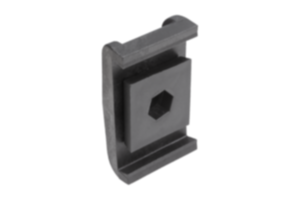 Abrazaderas dobles de plástico para guías laterales con perfil de retención cónico Abrazaderas dobles de plástico para guías laterales con perfil de retención cónico