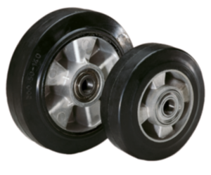 Wheels rubber tyres on die-cast aluminium rims