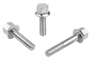 Stainless steel hexagon head bolts with collar for Hygienic USIT® seal and shim washers