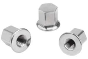 Stainless steel cap nuts with collar for Hygienic USIT® seal and shim washers