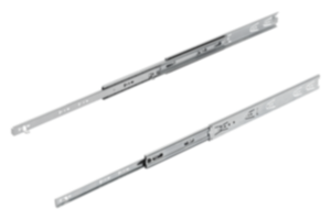 Telescopic slides, steel for surface mounting, over-extension, load capacity up to 60 kg