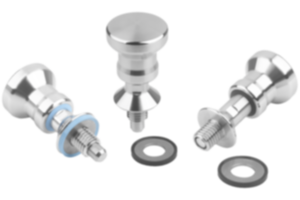 Indexing plungers, stainless steel for Hygienic USIT® seal and shim washers, with stainless steel mushroom grip